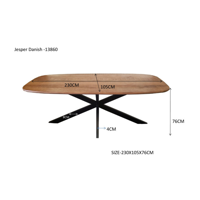 Livingfurn eetkamertafel jesper danish oval 230cm mangohout / gecoat staal 2638565 large