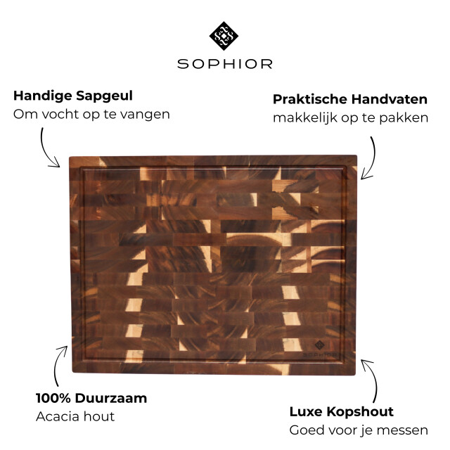 Sophior Hakblok van acacia hout met sapgeul 3201957 large