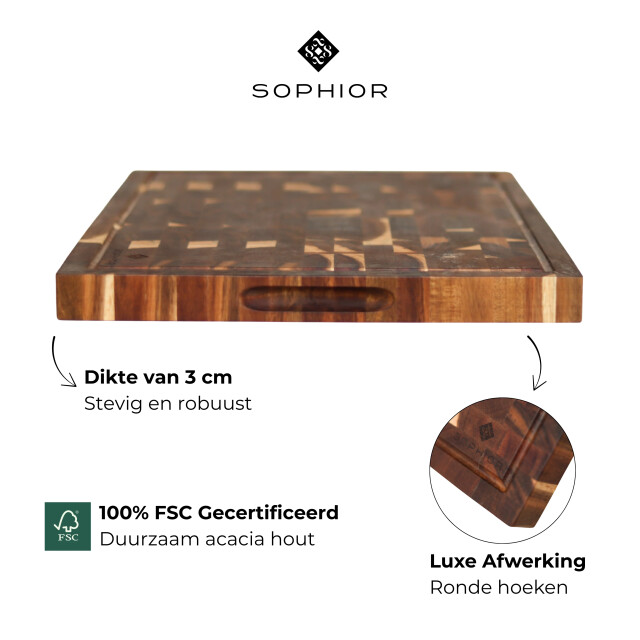 Sophior Hakblok van acacia hout met sapgeul 3201957 large