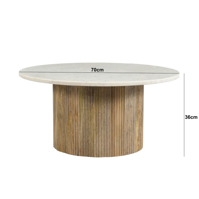 Brix salontafel rond nova mangohout marmer 70x70x36 wit 2061636 large