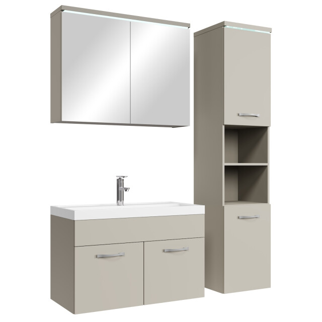Badplaats Badkamermeubel set paso 80 x 40 cm beige badmeubel met spiegelkast 3242539 large