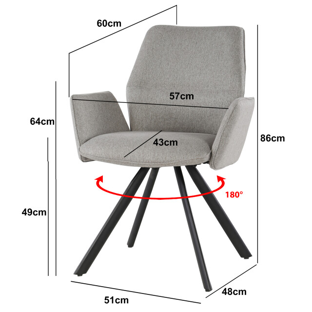 Livingfurn eetkamerstoel diana stof / gecoat staal - 1 stuk 2658024 large
