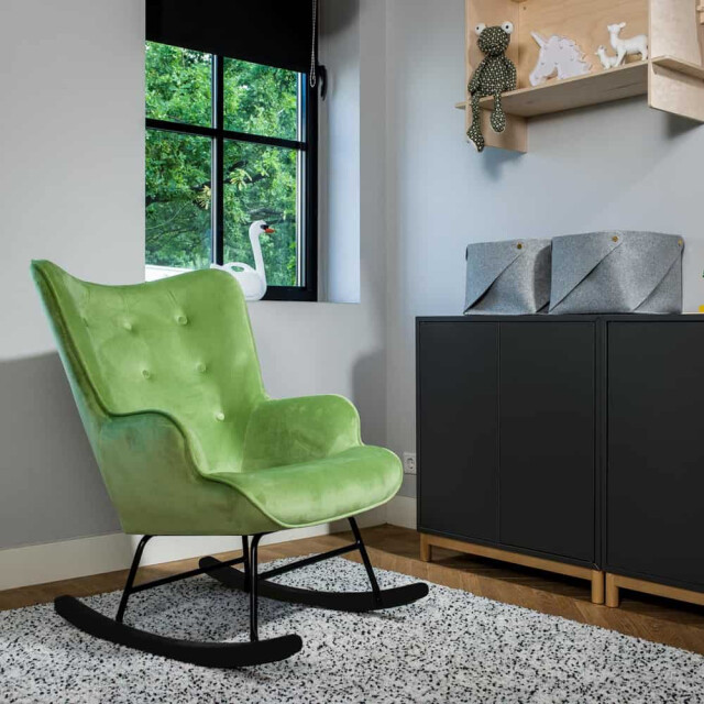 Aemely ® schommelstoel 'steerne' – dino velvet, zwart hout 3064042 large