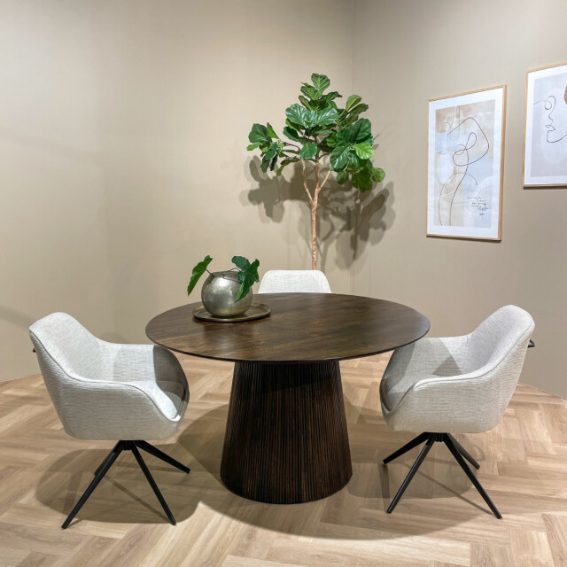 Livingfurn eetkamertafel salvator walnut 130cm mangohout 2630744 large