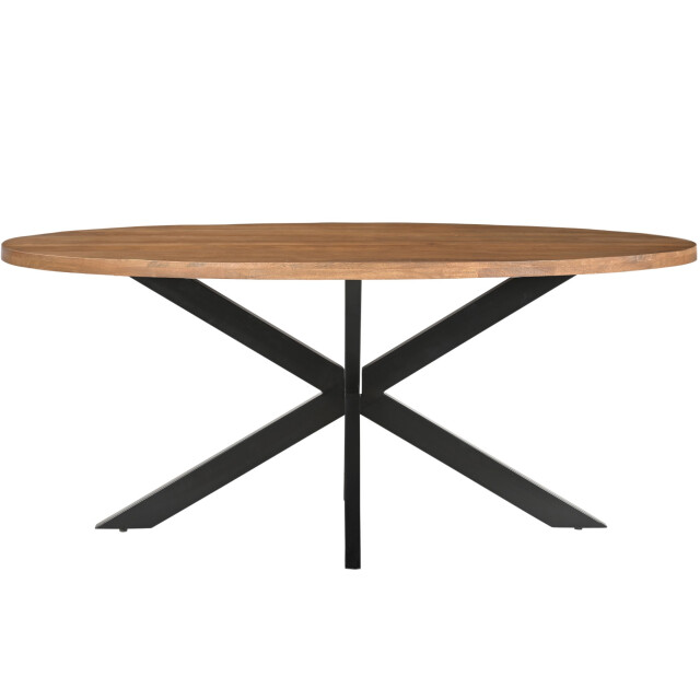 Livingfurn eetkamertafel rocky oval 240 cm mangohout / gecoat staal 2638564 large