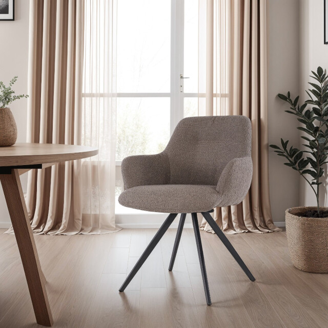 Livingfurn eetkamerstoel doreen boucle brown 2 stuks 2658023 large