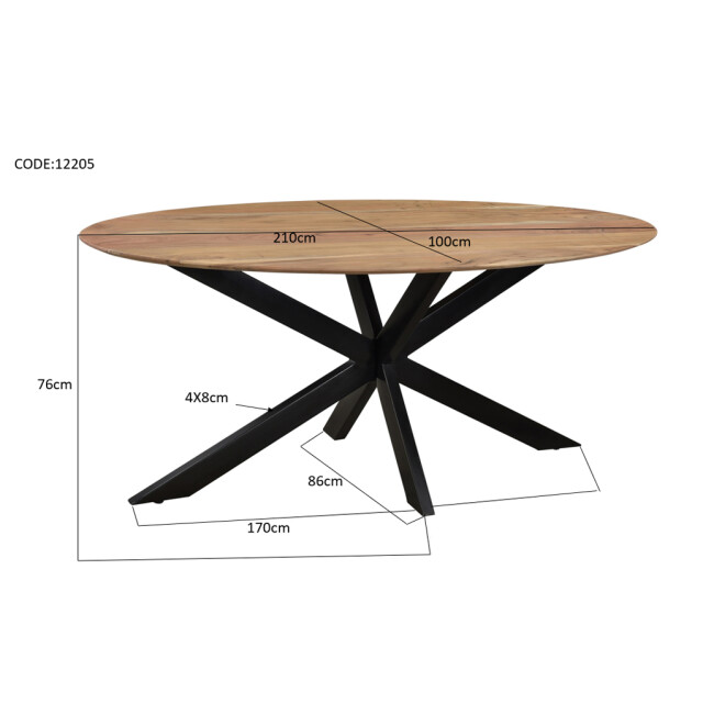 Livingfurn ovale eetkamertafel acasia hout 210 cm - 2058954 large