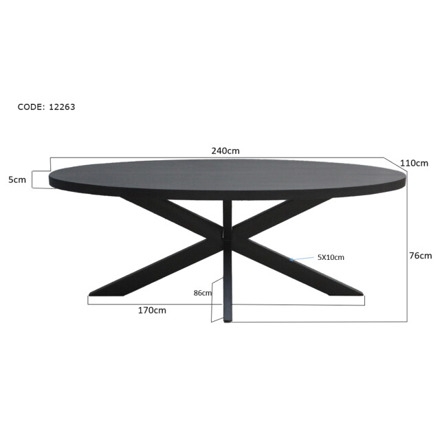 Livingfurn ovale eetkamertafel - mango hout 240 cm 2058992 large