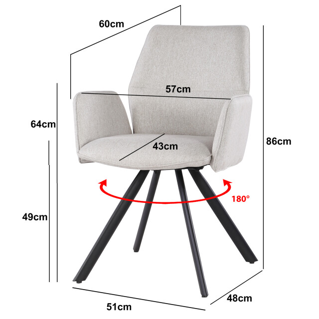 Livingfurn eetkamerstoel diana stof / gecoat staal - 1 stuk 2658020 large