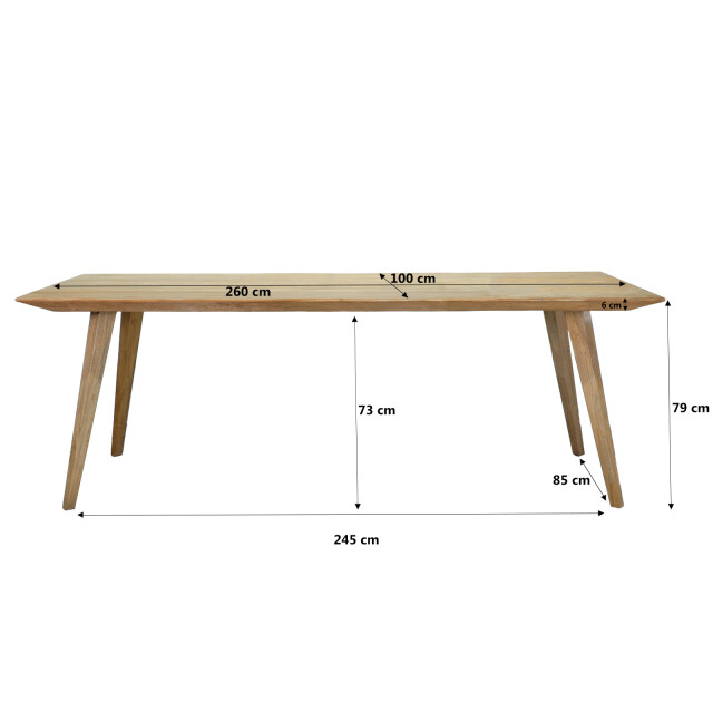 Livingfurn eetkamertafel tomar 260cm teakhout 2630760 large
