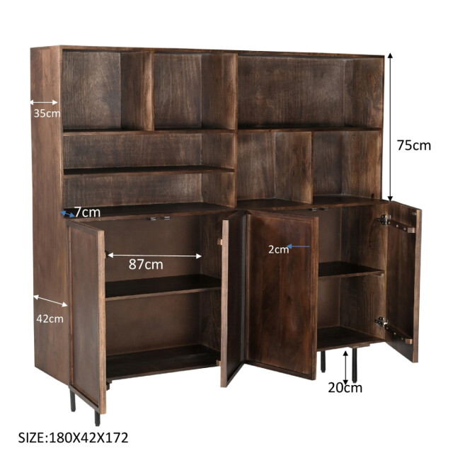 Livingfurn kabinetkast elan 180cm mangohout / gecoat staal 2926179 large