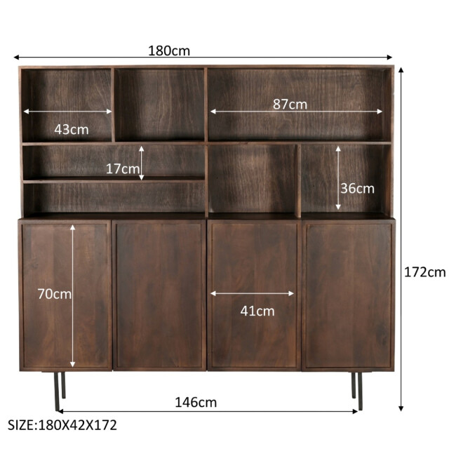 Livingfurn kabinetkast elan 180cm mangohout / gecoat staal 2926179 large