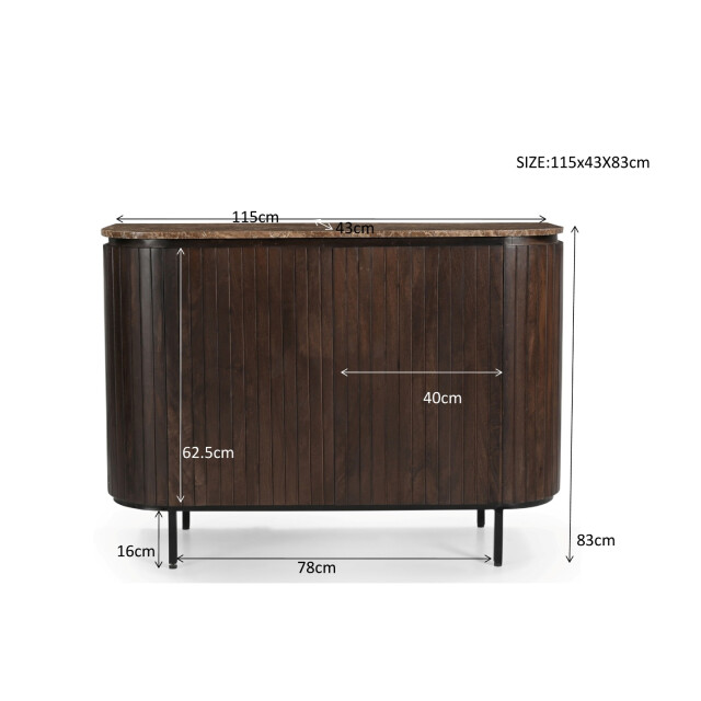 Livingfurn dressoir nora emperador 115cm mangohout / gecoat staal 2834857 large