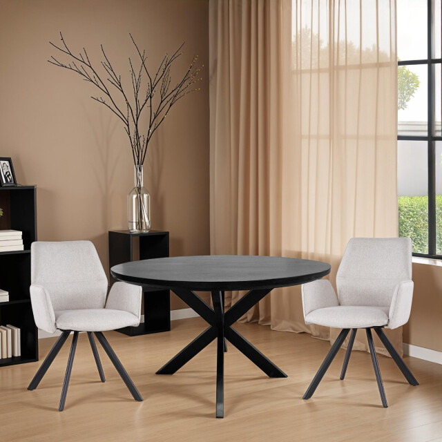 Livingfurn eetkamerstoel diana stof / gecoat staal - 1 stuk 2658020 large