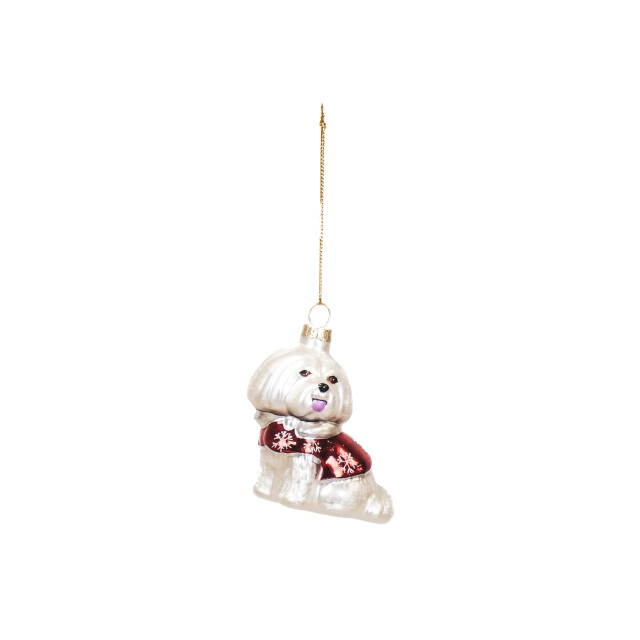 House Vitamin Xmas hanger dog glass white 7x4,5x7,5cm 3244539 large
