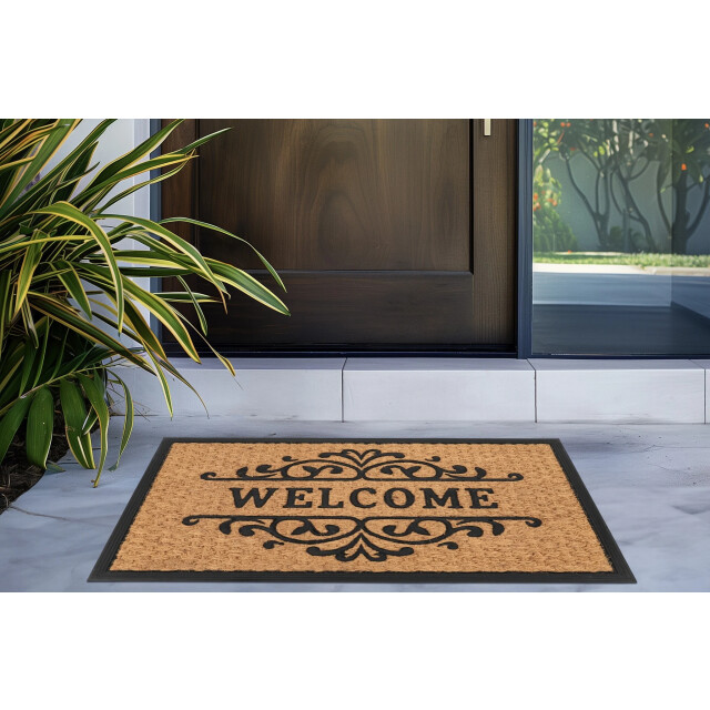 Muratap Bali welcome deurmat droogloopmat – beige / zwart slijtvast & 100% 3241528 large
