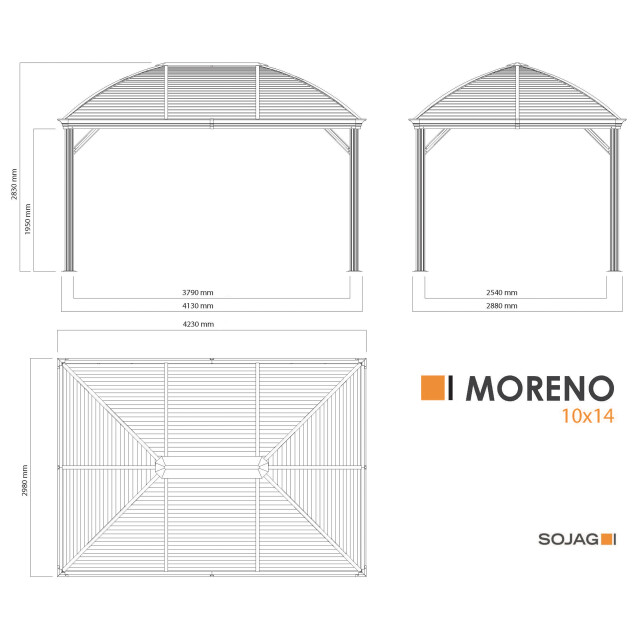 Sojag Paviljoen pergola moreno 298x423x283 cm - 3241966 large
