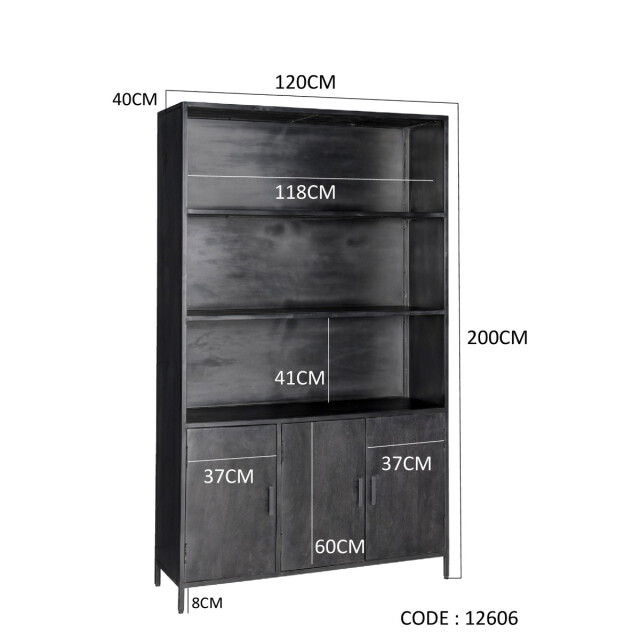 Livingfurn kabinetkast kala 40x120x200 mangohout en gecoat staal 2059170 large