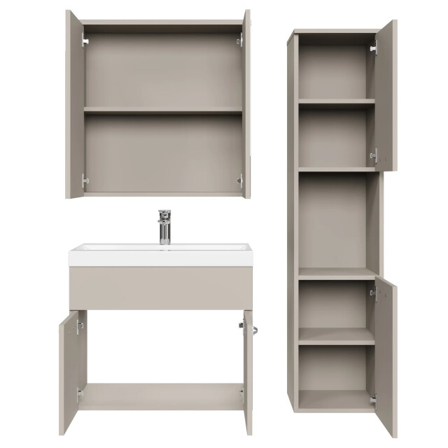 Badplaats Badkamermeubel set montreal 60 cm beige badmeubel met spiegelkast 3242536 large