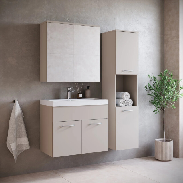 Badplaats Badkamermeubel set montreal 60 cm beige badmeubel met spiegelkast 3242536 large