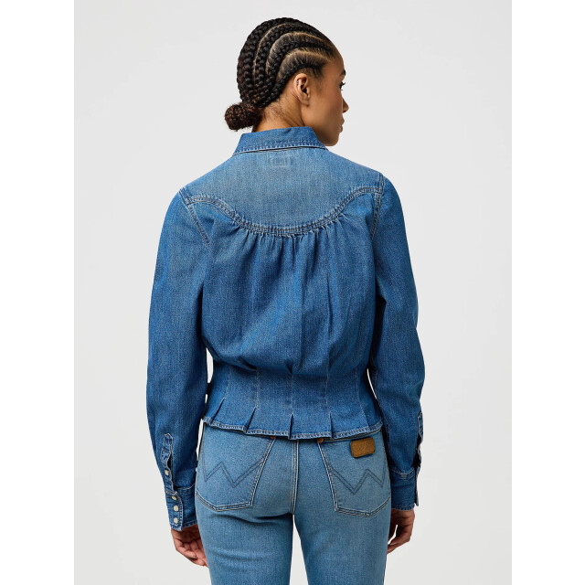 Wrangler Femme peplum shirt light hand denim blue 112370782 large