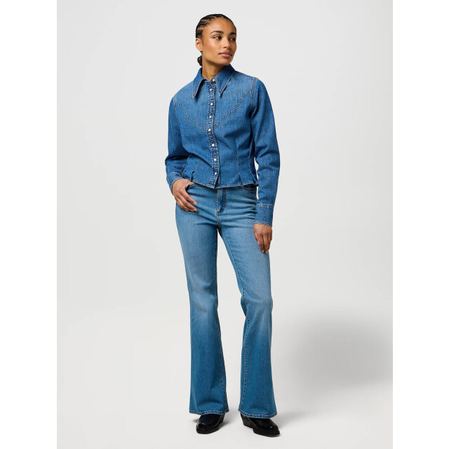 Wrangler Femme peplum shirt light hand denim blue 112370782 large