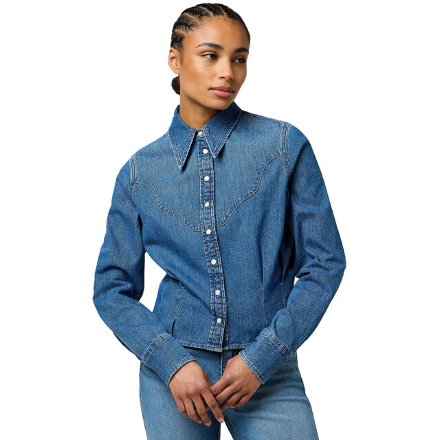 Wrangler Femme peplum shirt light hand denim blue 112370782 large