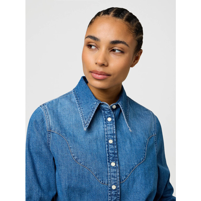 Wrangler Femme peplum shirt light hand denim blue 112370782 large