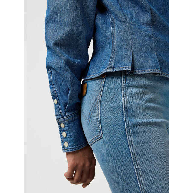 Wrangler Femme peplum shirt light hand denim blue 112370782 large