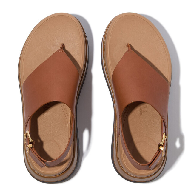 FitFlop F-mode stack leather back-strap toe-post sandals E2G large