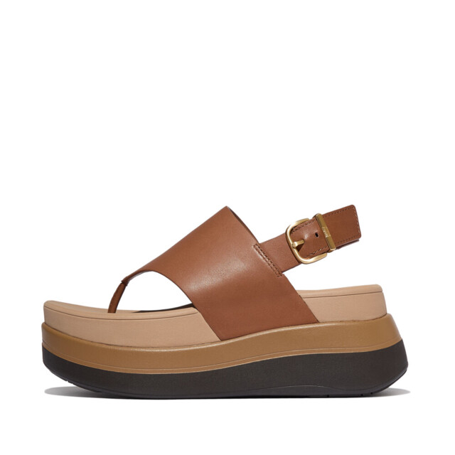 FitFlop F-mode stack leather back-strap toe-post sandals E2G large