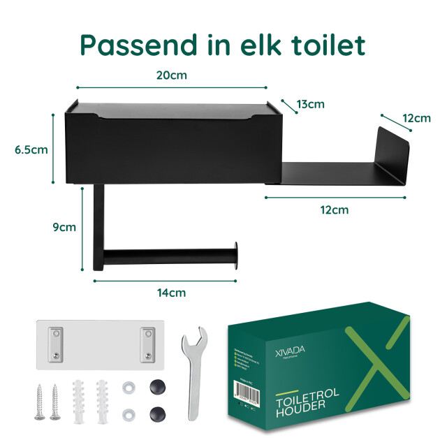 Xivada Toiletrolhouder met plankje met opbergbakje rvs - 3193640 large