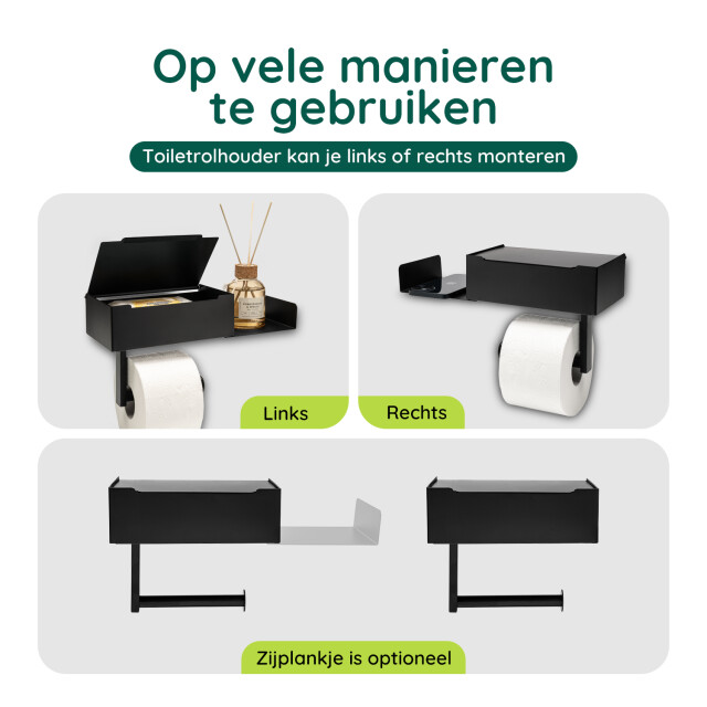 Xivada Toiletrolhouder met plankje met opbergbakje rvs - 3193640 large