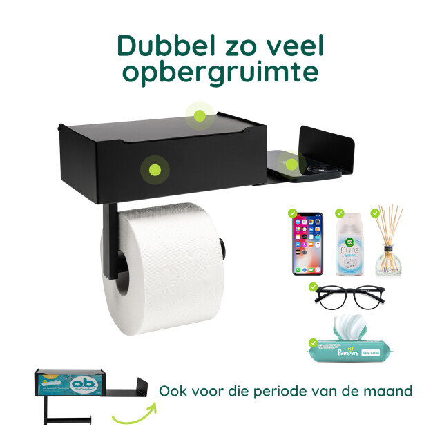 Xivada Toiletrolhouder met plankje met opbergbakje rvs - 3193640 large
