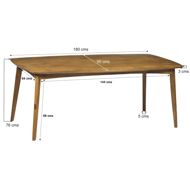 Livingfurn eetkamertafel elias 180cm klassieke eettafel mangohout - 2061616 large