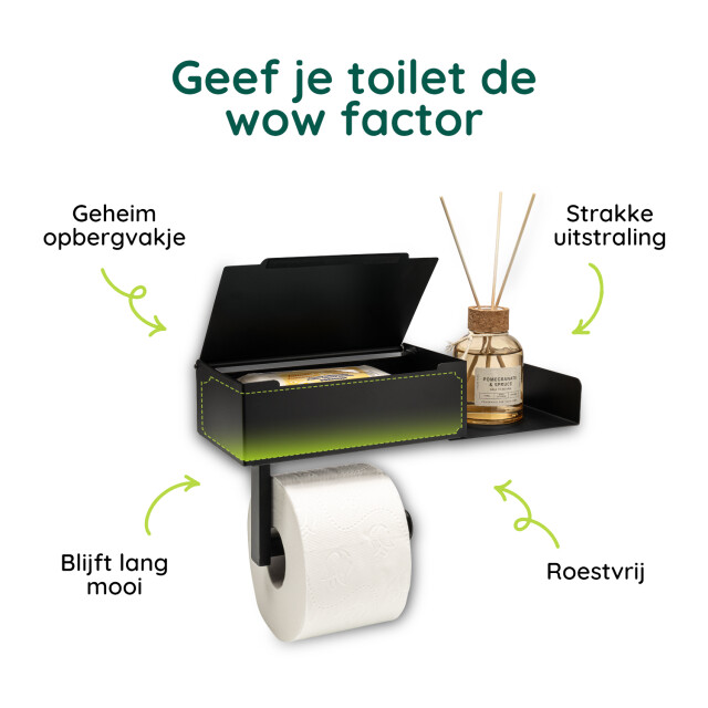 Xivada Toiletrolhouder met plankje met opbergbakje rvs - 3193640 large