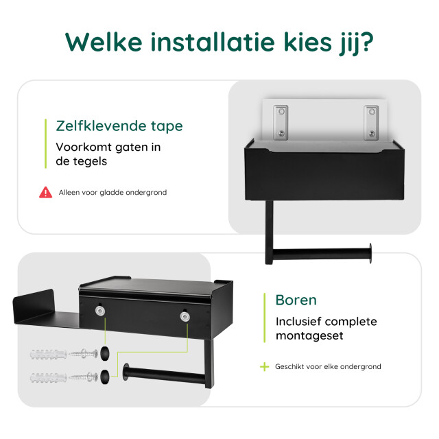 Xivada Toiletrolhouder met plankje met opbergbakje rvs - 3193640 large