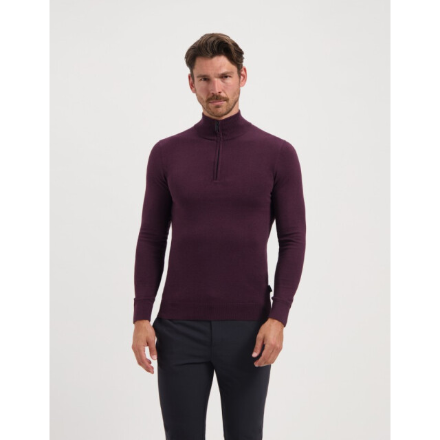 Saint Steve Cas 19480 80012 plum melange heren  half zip trui 80012 Plum Melange/CAS 19480 large