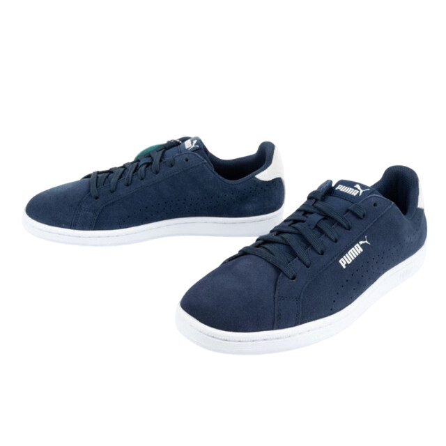 Puma Heren smash perf leather trainers UTPP1209_whitenavyblue large
