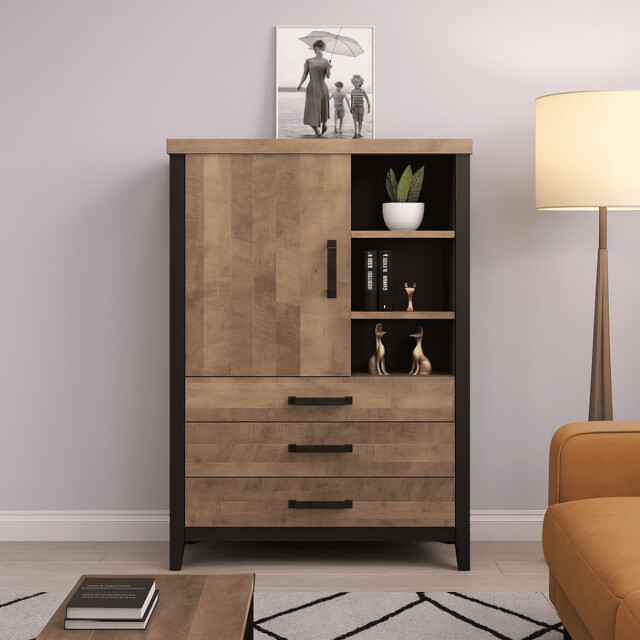 CaliCosy Hoog dressoir met 1 deur, 3 lades en 3 open vakken l87 cm emile 3042319 large