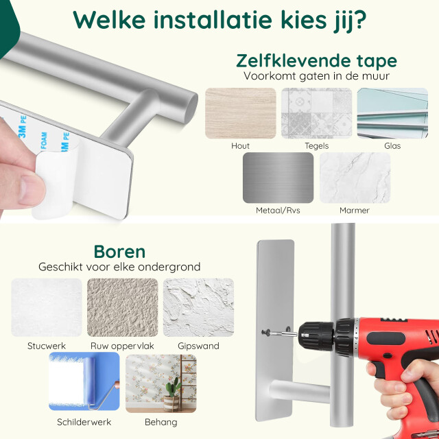 Xivada Reserverolhouder fera zelfklevend schroefset rvs - 3195457 large