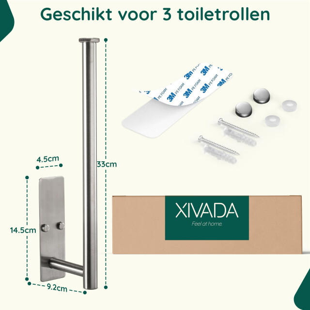 Xivada Reserverolhouder fera zelfklevend schroefset rvs - 3195457 large