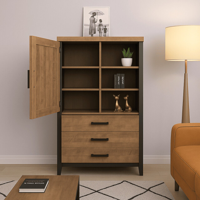 CaliCosy Hoog dressoir met 1 deur, 3 lades en 3 open vakken l87 cm emile 3042319 large