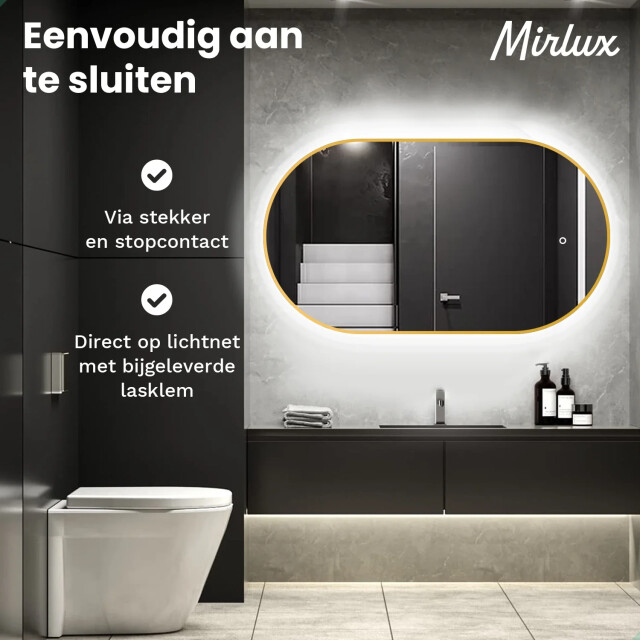 Mirlux Badkamerspiegel 90x50cm ovaal goud frame 3245571 large