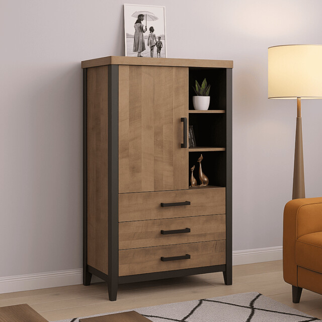 CaliCosy Hoog dressoir met 1 deur, 3 lades en 3 open vakken l87 cm emile 3042319 large