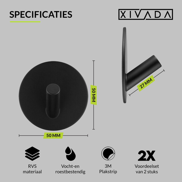 Xivada Handdoekhaakjes xavi zelfklevend rvs - set van 2 3193561 large