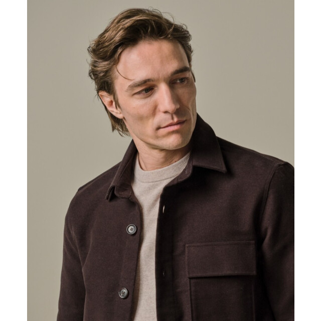 Profuomo Ppwf30001e h2 heren overshirt  met cutaway in donker profu H2/PPWF30001E large