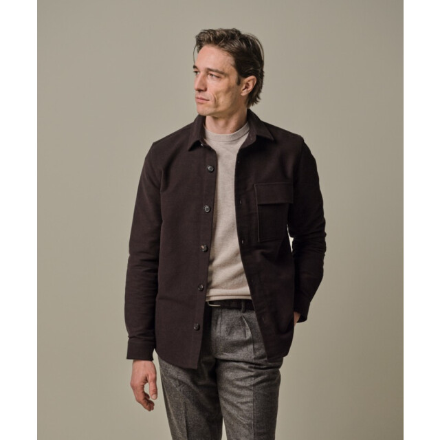 Profuomo Ppwf30001e h2 heren overshirt  met cutaway in donker profu H2/PPWF30001E large
