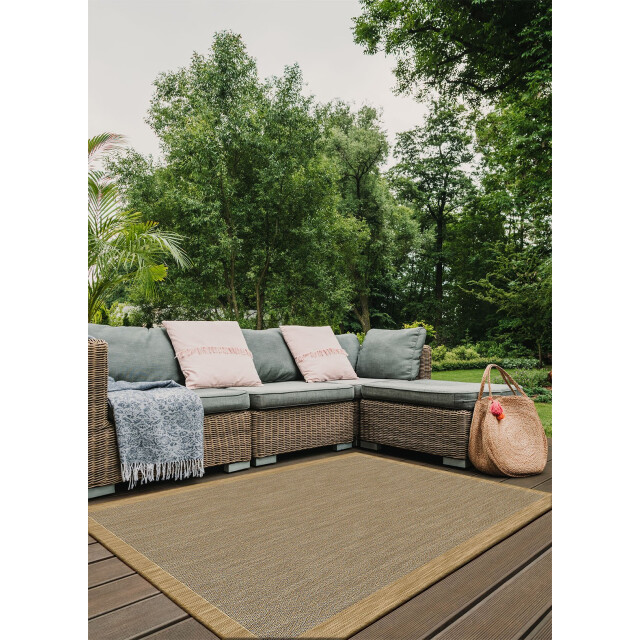 Muratap Brussels uni buitenkleed – vierkant effen kader indoor & outdoor vloerkleed – 3239521 large