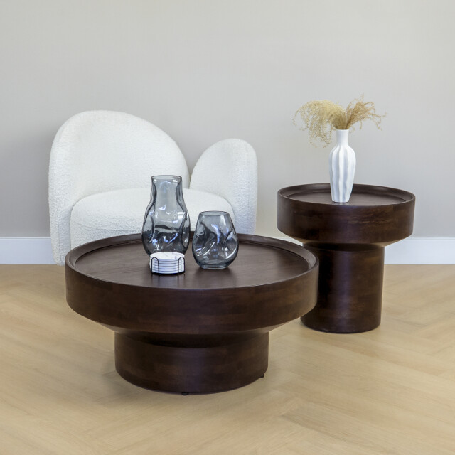 Lewis & Loft Bijzettafel luus fsc® mangohout ⌀50 walnoot 3245703 large
